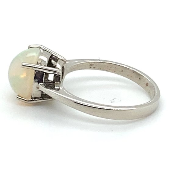 White Opal 3.19ct Platinum Solid Silver Ring - Picture 6 of 6